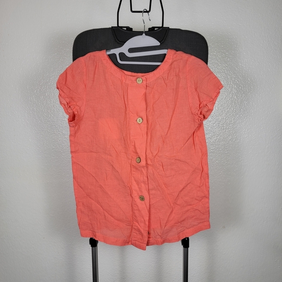 C&C California Orange Scoop Neck Short Sleeve Button Back Linen Top size XS - Picture 2 of 6